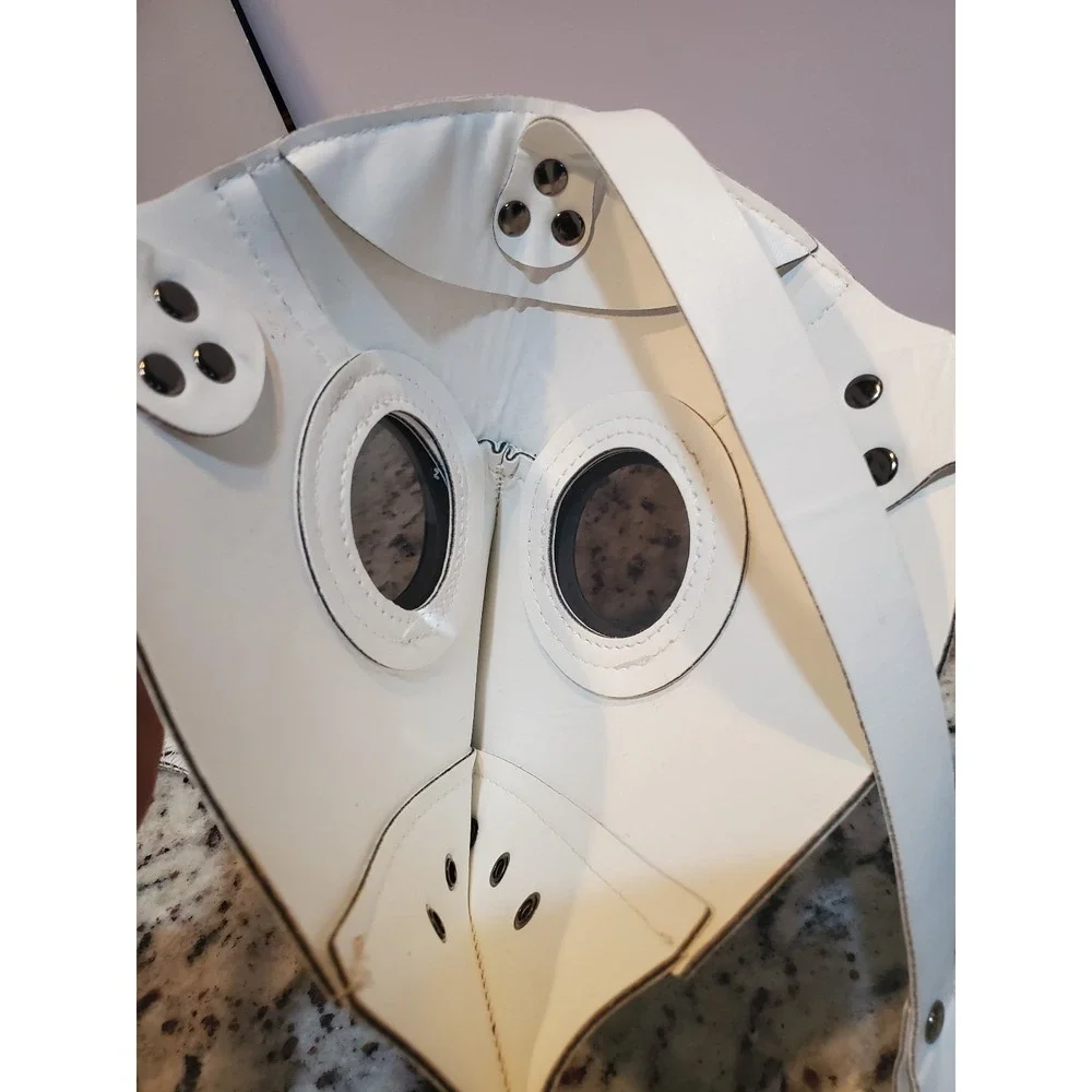White Faux Leather Plague Doctor Mask - Steampunk / Cosplay Accessory